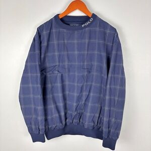 Polo Golf Ralph Lauren Mens Pullover Jacket Navy Plaid Windbreaker M